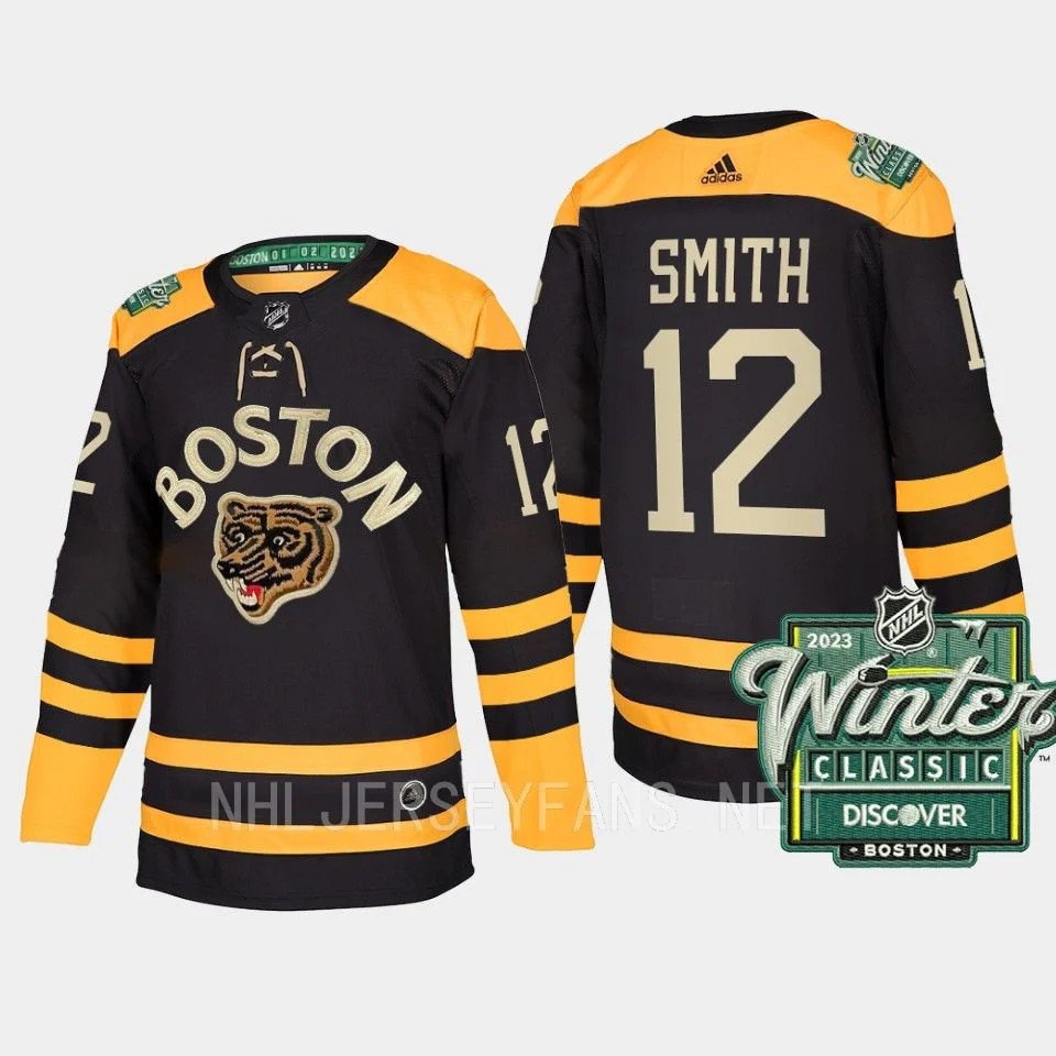 Men's Boston Bruins #12 Craig Smith 2023 Winter Classic Black Authentic Stitched Jersey